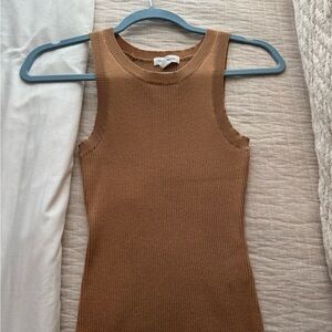 Tan Sleeveless Ribbed Top